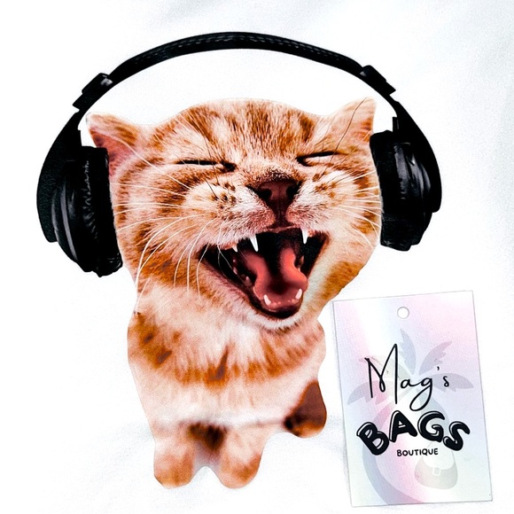 Kitty Cat Headphones T-Shirt Top - Picture 2 of 4
